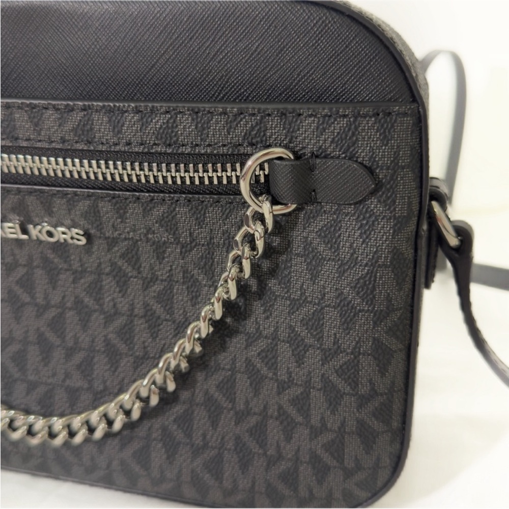 Michael Kors✨NWT✨Jet Set Large Crossbody Black MK Logo Everyday Travel Bag - Picture 7 of 11
